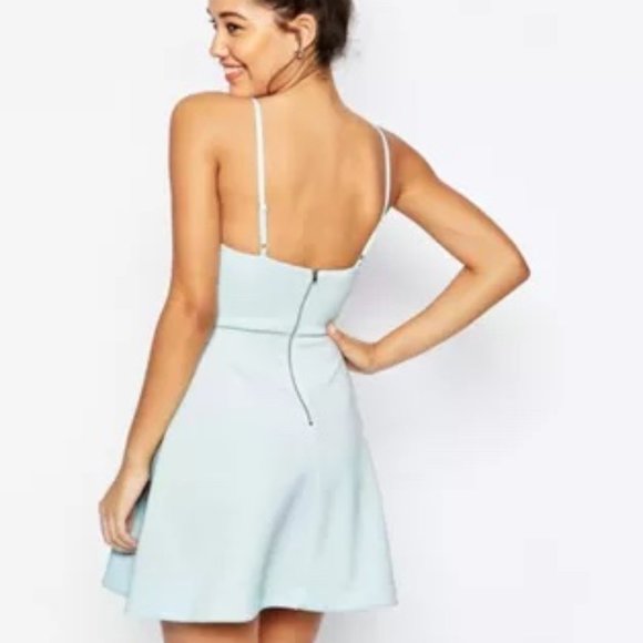 ASOS Mint Green Mini Dress with Floral Detail - Picture 4 of 9